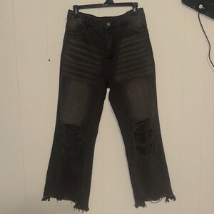 Distressed Black Women Jeans
